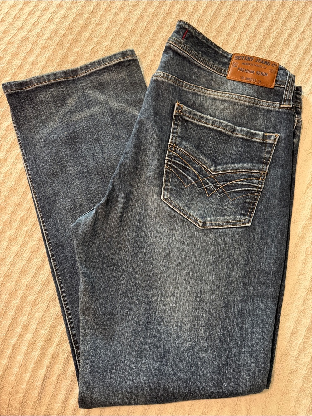 Seven7 Dark and Light Blue Two-Tone Denim Jeans
